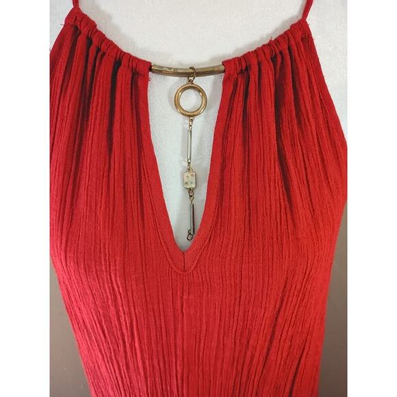 Mlle Gabrielle Dress Maxi High Low Orange Sz XL Gauzy Beach Festival - Picture 3 of 12